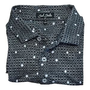 Bad Birdie Block Party Golf Polo Shirt Mens S Black Geometric Performance Sport